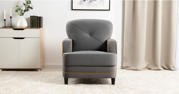 Кресло для отдыха Черри ТК 287 велюр Irida 21 серый, Эвита умбер горчичный