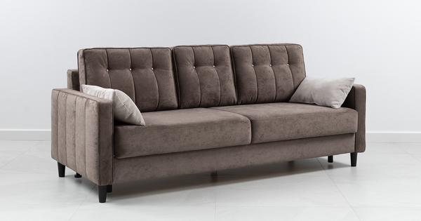 Диван-кровать прямой Арно ТД 564 велюр Лаки 06 коричневый перламутр, Vertical 910 молочно-серый