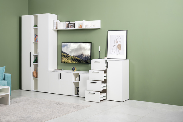 Комод Эйр 16.241 белый PE шагрень, собирается на любую сторону