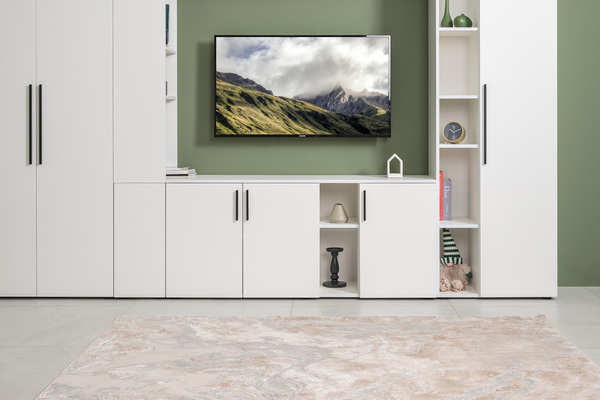 Гостиная Эйр композиция 1 белый PE шагрень, собирается на любую сторону