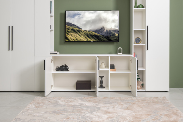 Гостиная Эйр композиция 1 белый PE шагрень, собирается на любую сторону