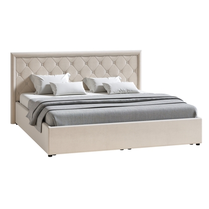 Кровать Марион 180 велюр OCEAN 002 бежевый с ортопедическим основанием и подъемным механизмом (спальное место 180 х 200)