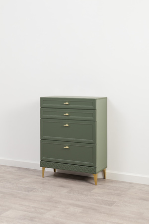 Комод Марион 16.249 дымчатый зеленый K521, олива шагрень AG 1050 ПВХ, белый PE шагрень