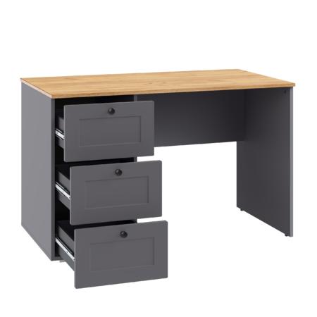Стол письменный Остин 12.159 серый графит 0162 РЕ, дуб золотой CRAFT, графит ZB 856-2 ПВХ, сборка на любую сторону