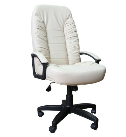 Кресло на колесах Танго ультра кожзам бежевый, крестовина пластик, подлокотники пластик, механизм качания