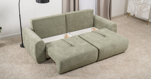 Диван-кровать прямой Тэдди 1503 композиция 1, букле Pique 007 оливковый, модульная система