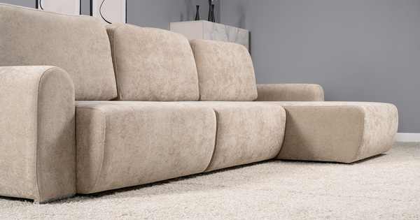 Диван-кровать угловой Тэдди 1502 композиция 3, букле Pique 006 бежевый, модульная система, сборка на любую сторону